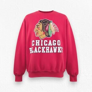 Vintage 1991 Chicago Blackhawks Sweatshirt Logo 7 Red NHL Crewneck Medium USA